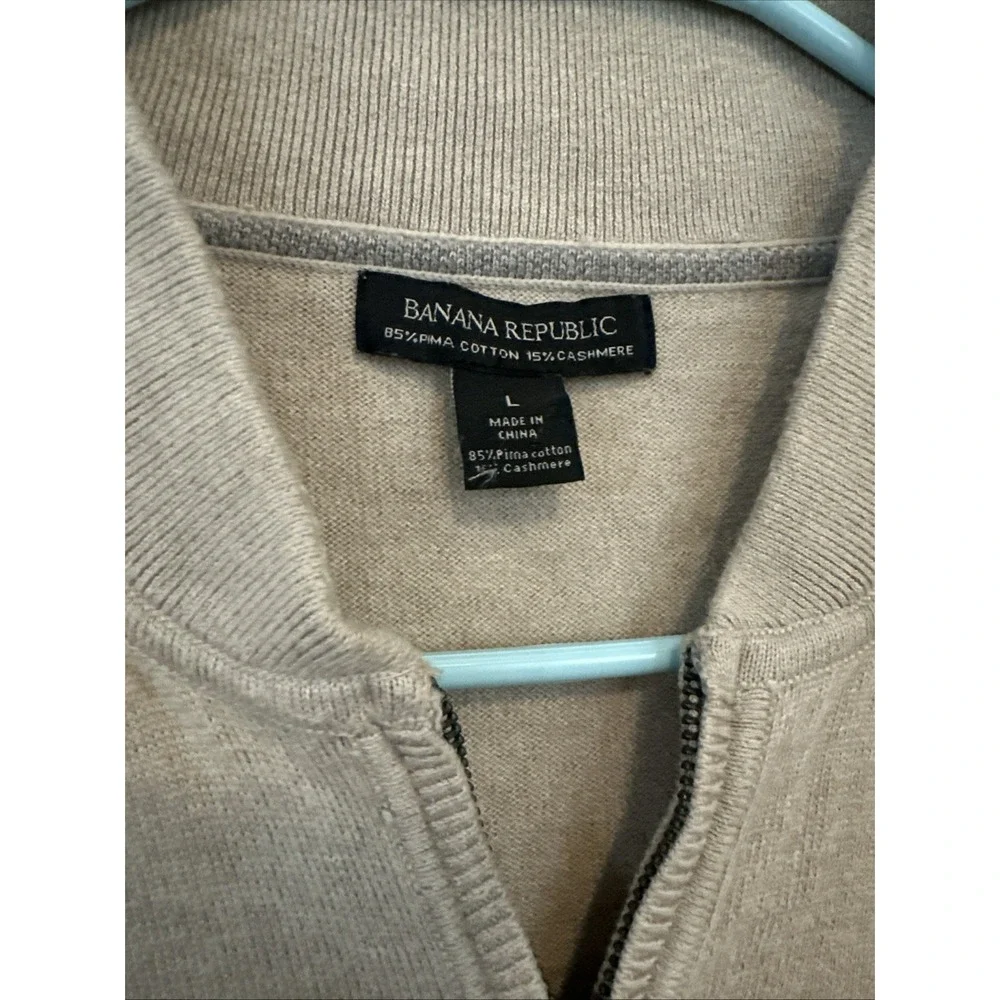 BANANA REPUBLIC Cotton Cashmere Full Zipper Cardigan‎ Beige SZ LARGE